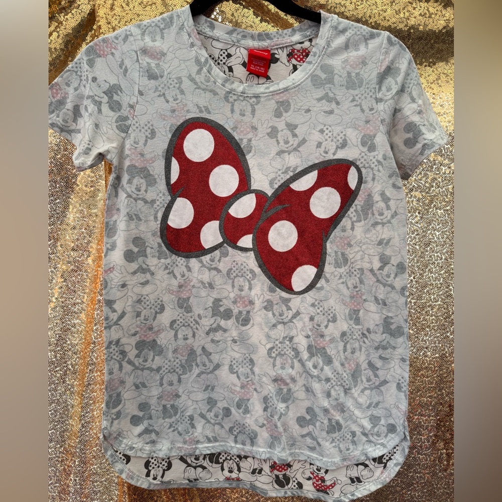 Disney Gray and Red Minnie Mouse Tee
